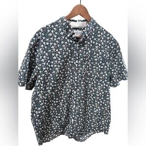 Penguin Short-Sleeve Floral Button-Up Shirt - Navy/White